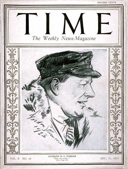 1923-12 Anthony H G Fokker  Copyright Time Magazine | Time Magazine Covers 1923-1970