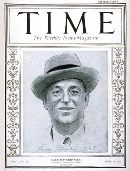 1925-04 Walter P Chrysler Copyright Time Magazine | Time Magazine Covers 1923-1970