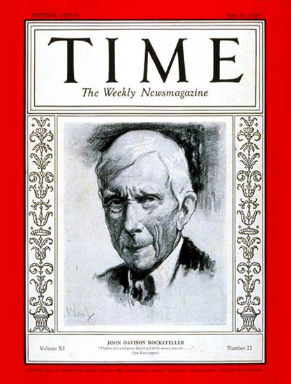 1928-05 John D Rockefeller Copyright Time Magazine | Time Magazine Covers 1923-1970