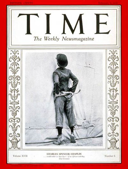 1931-02 Charlie Chaplin Copyright Time Magazine | Time Magazine Covers 1923-1970