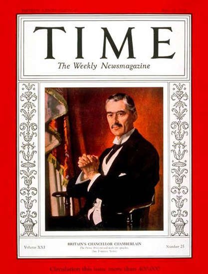 1933-06 Neville Chamberlain Copyright Time Magazine | Time Magazine Covers 1923-1970