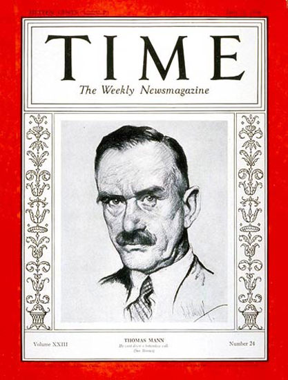 1934-06 Thomas Mann Copyright Time Magazine | Time Magazine Covers 1923-1970