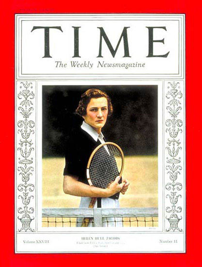 1936-09 Helen Hull Jacobs Tennis Copyright Time Magazine | Time Magazine Covers 1923-1970