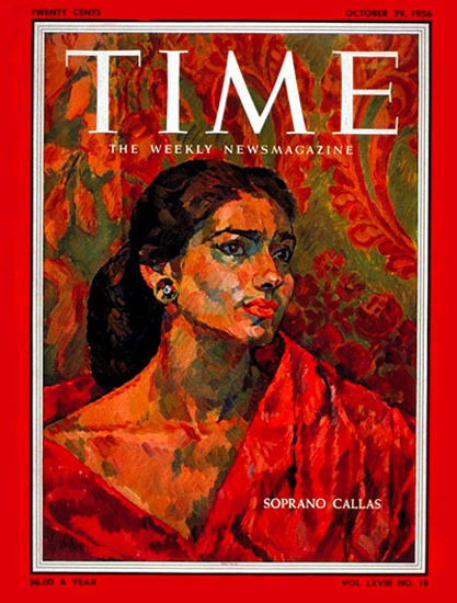 1956-10 Maria Callas Copyright Time Magazine | Time Magazine Covers 1923-1970