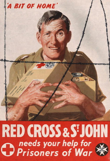 A Bit Of Home Red Cross St John Prisoners OW | Vintage War Propaganda Posters 1891-1970