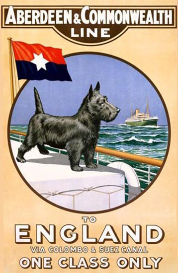 Aberdeen Commonwealth Line To England Dog | Vintage Travel Posters 1891-1970