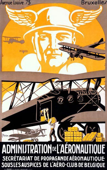 Administration De Laeronautique Bruxelles | Vintage Travel Posters 1891-1970