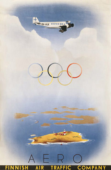 Aero Finnish Air Traffic Company 1938 Olympic | Vintage Travel Posters 1891-1970