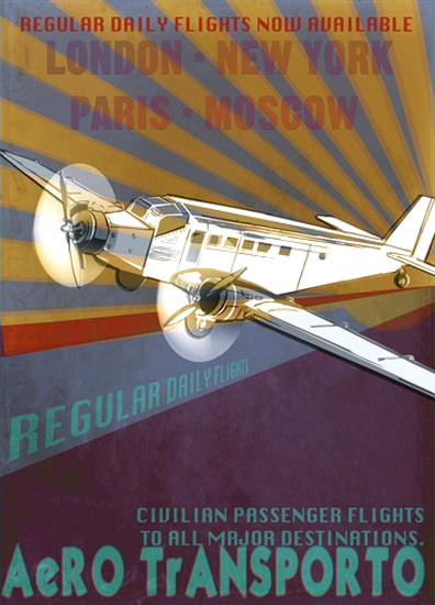 Aero Transporto London New York Paris Moscow | Vintage Travel Posters 1891-1970