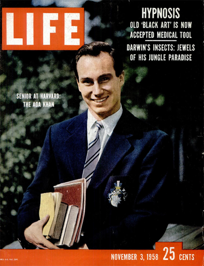 Agha Khan IV Karim al Hussaini Shah 3 Nov 1958 Copyright Life Magazine | Life Magazine Color Photo Covers 1937-1970
