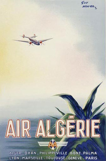 Air Algerie Airplane Alger Oran Bone Palma Lyon | Vintage Travel Posters 1891-1970