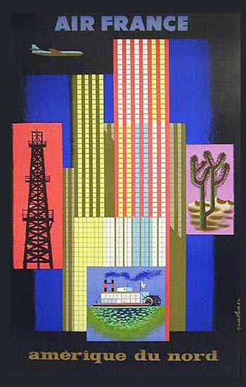 Air France Ad 1958 Amerique du Nord | Vintage Travel Posters 1891-1970