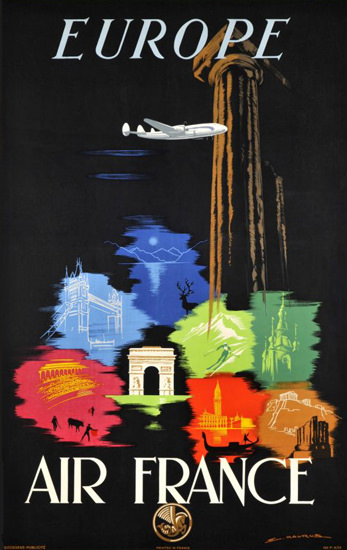 Air France Europe 1948 Paris London | Vintage Travel Posters 1891-1970