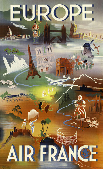 Air France Europe 1948 | Vintage Travel Posters 1891-1970
