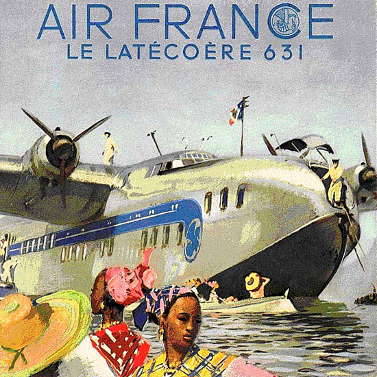 Air France Le Latecoere 631 Year 1942 | Vintage Travel Posters 1891-1970