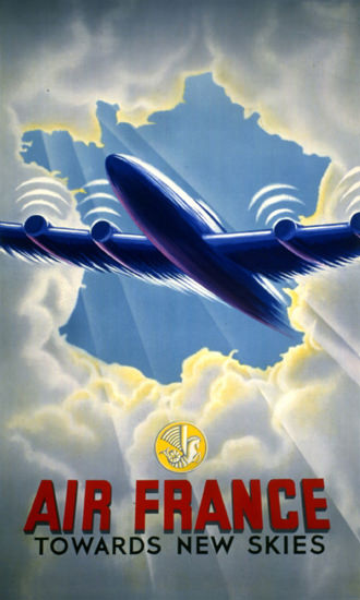 Air France Towards New Skies 1947 | Vintage Travel Posters 1891-1970