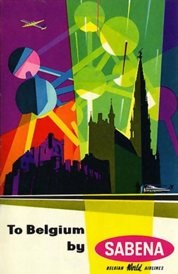 Air Sabena To Belgium Belgian World Airlines | Vintage Travel Posters 1891-1970