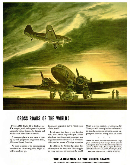 Air Transport Association Cross Roads Of World | Vintage War Propaganda Posters 1891-1970