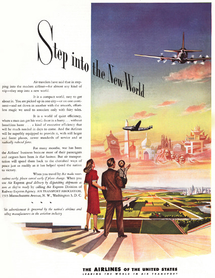 Air Transport Association Step Into New World | Vintage Travel Posters 1891-1970