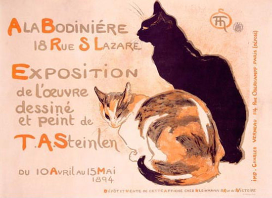 Ala Bodiniere Exposition Cats 1894 Steinlen | Vintage Ad and Cover Art 1891-1970