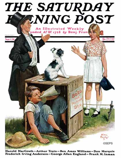 Alan Foster Saturday Evening Post BOZO the talking Dog 1928_09_01 | The Saturday Evening Post Graphic Art Covers 1892-1930