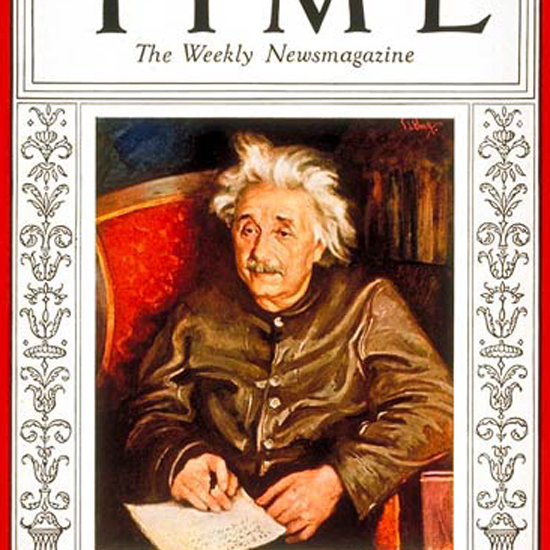 Albert Einstein Time Magazine 1938-04 crop | Best of Vintage Cover Art 1900-1970