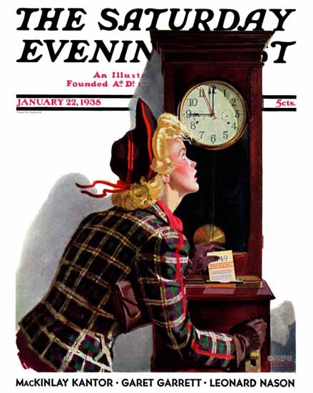 Albert W Hampson Saturday Evening Post Punching In 1938_01_22 | The Saturday Evening Post Graphic Art Covers 1931-1969