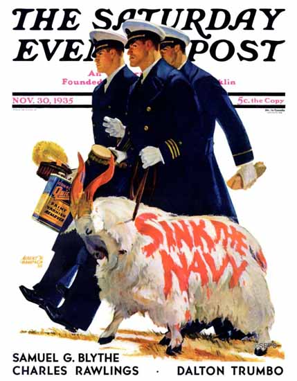 Albert W Hampson Saturday Evening Post Sink the Navy 1935_11_30 | The Saturday Evening Post Graphic Art Covers 1931-1969