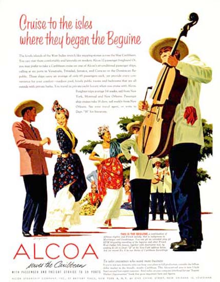 Alcoa 1954 Cruises To The Isles Beguine Bagan | Vintage Travel Posters 1891-1970