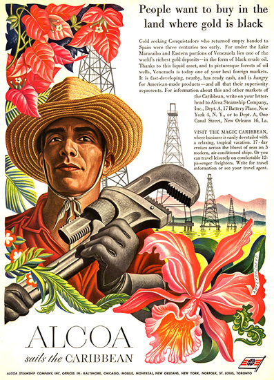 Alcoa Buy In The Land Where Gold Is Black 1949 | Vintage Travel Posters 1891-1970