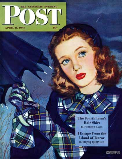 Alex Ross Saturday Evening Post April Shower 1944_04_08 | The Saturday Evening Post Graphic Art Covers 1931-1969