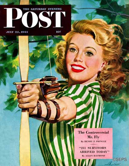 Alex Ross Saturday Evening Post Woman Archer 1944_07_22 Sex Appeal | Sex Appeal Vintage Ads and Covers 1891-1970