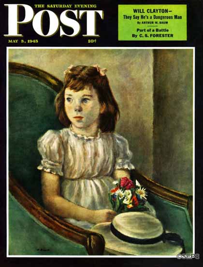 Alexander Brook Saturday Evening Post Portrait of Little Girl 1945_05_05 | The Saturday Evening Post Graphic Art Covers 1931-1969