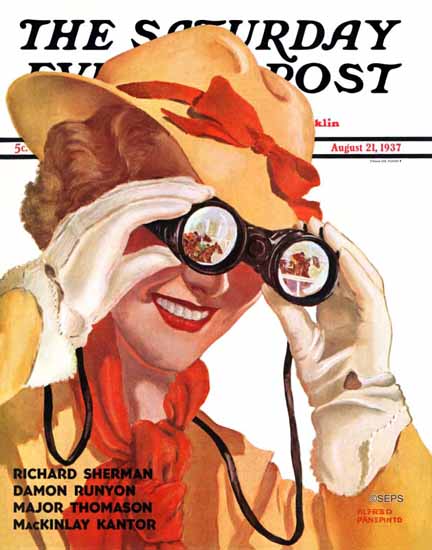 Alfred Panepinto Saturday Evening Post Racing Spectator 1937_08_21 | The Saturday Evening Post Graphic Art Covers 1931-1969