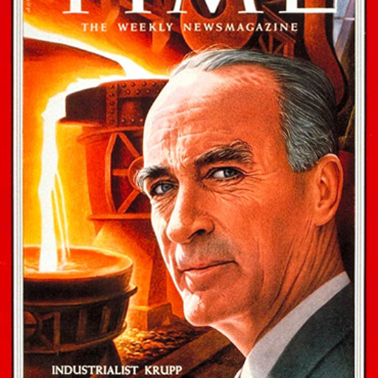 Alfried Krupp Time Magazine 1957-08 by Boris Artzybasheff crop | Best of Vintage Cover Art 1900-1970
