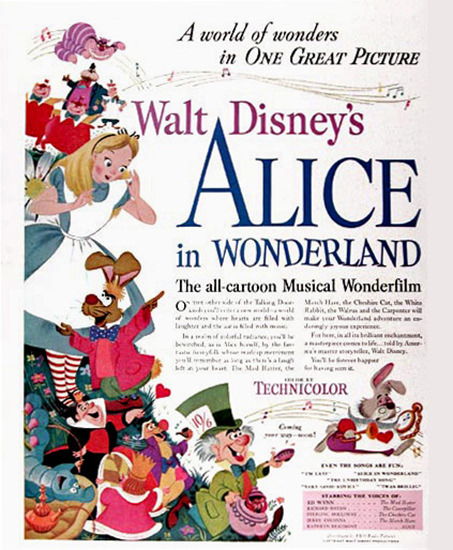 Alice In Wonderland Walt Disney Movie 1951 | Vintage Ad and Cover Art 1891-1970