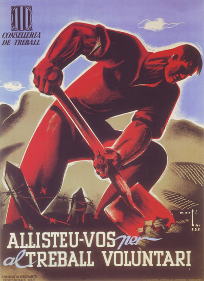 Allisteu Vos Per Al Treball Voluntari 1936 | Vintage War Propaganda Posters 1891-1970