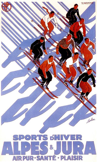 Alps Et Jura Sports D Hiver 1933 Skiers Coulon | Vintage Travel Posters 1891-1970