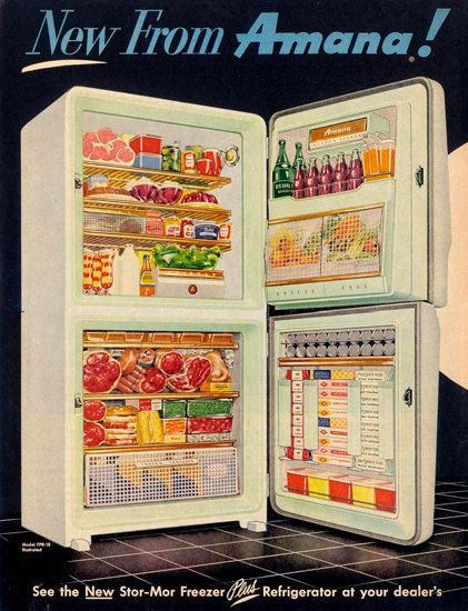 Amana Refrigerator Freezer Fridge 1955 | Vintage Ad and Cover Art 1891-1970