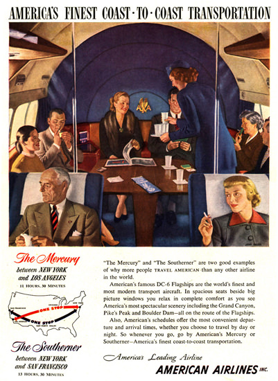 American Airlines Coast To Coast New York LA | Vintage Travel Posters 1891-1970