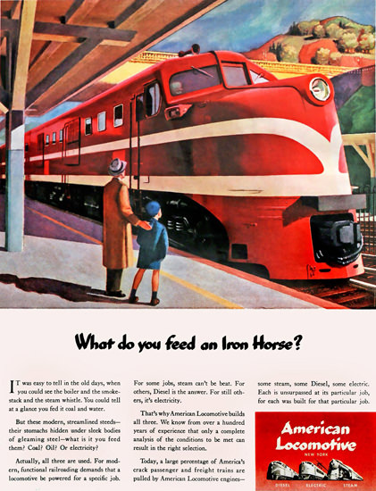 American Locomotive 1944 Feed An Iron Horse by Edward Hopper | Vintage Travel Posters 1891-1970