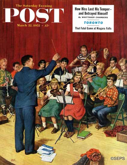 Amos Sewell Saturday Evening Post School Orchestra 1952_03_22 | The Saturday Evening Post Graphic Art Covers 1931-1969