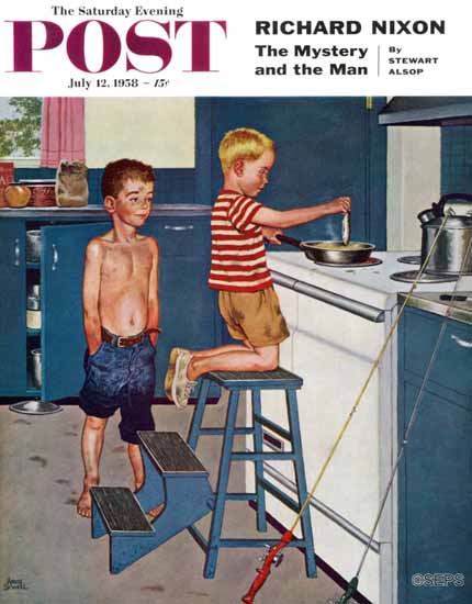 Amos Sewell Saturday Evening Post Small Fry 1958_07_12 | The Saturday Evening Post Graphic Art Covers 1931-1969