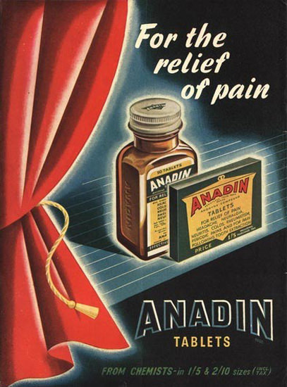 Anadin Tablets Pain Relief | Vintage Ad and Cover Art 1891-1970