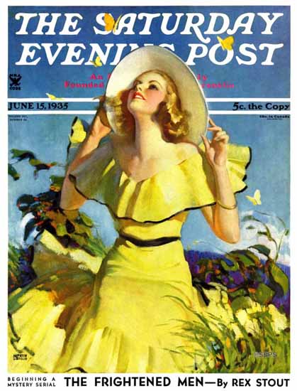 Andrew Loomis Saturday Evening Post Woman in Yellow 1935_06_15 | The Saturday Evening Post Graphic Art Covers 1931-1969