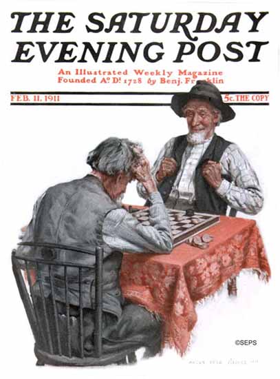 Anton Otto Fischer Saturday Evening Post The Chess Match 1911_02_11 | The Saturday Evening Post Graphic Art Covers 1892-1930