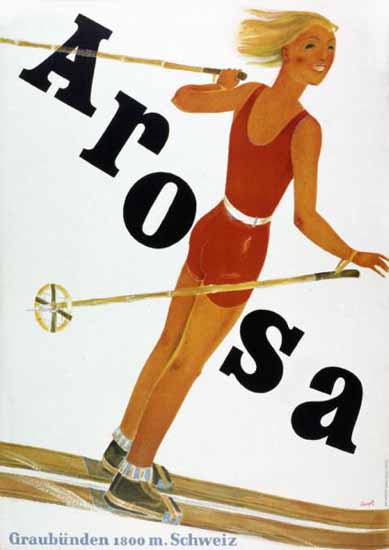 Arosa Graubünden 1800m Schweiz Switzerland 1932 | Vintage Travel Posters 1891-1970