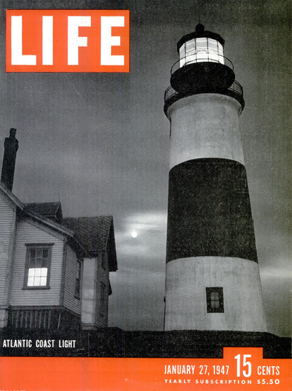 Atlantic Coast Light 27 Jan 1947 Copyright Life Magazine | LIFE Photo b/w Atlantic Coast Light 27 Jan 1947 Copyright Life Magazine | Life Magazine BW Photo Covers 1936-1970