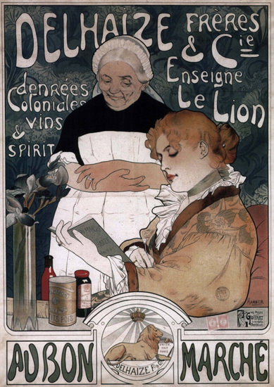 Au Bon Marche Delhaize Enseigne Le Lion Belgium | Vintage Ad and Cover Art 1891-1970