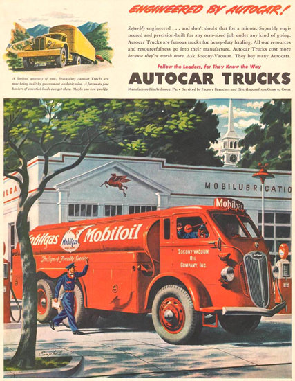 Autocar Trucks Mobiloil Mobilgas 1941 | Vintage Cars 1891-1970